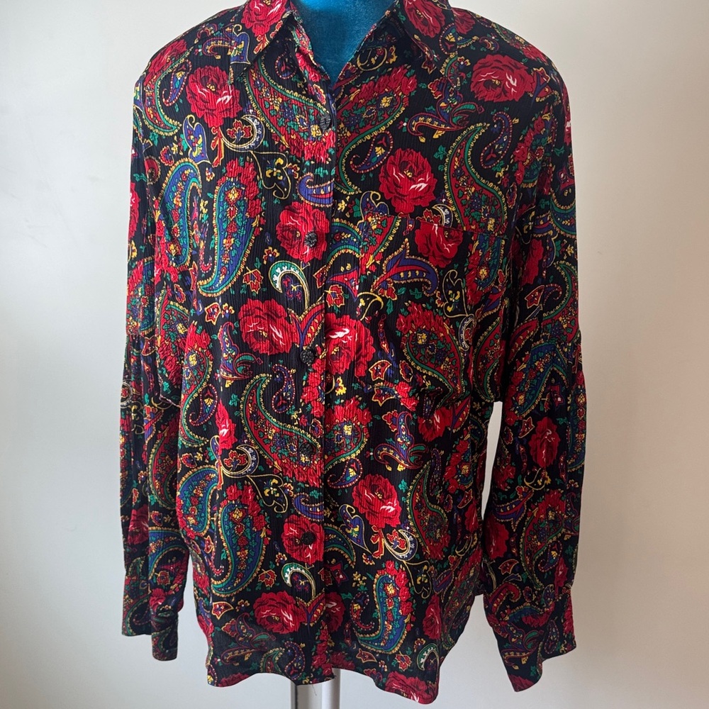 ❤️🌹Vintage Chaus womens Rose Floral Paisley Shirt -size 6-great for Valentines!